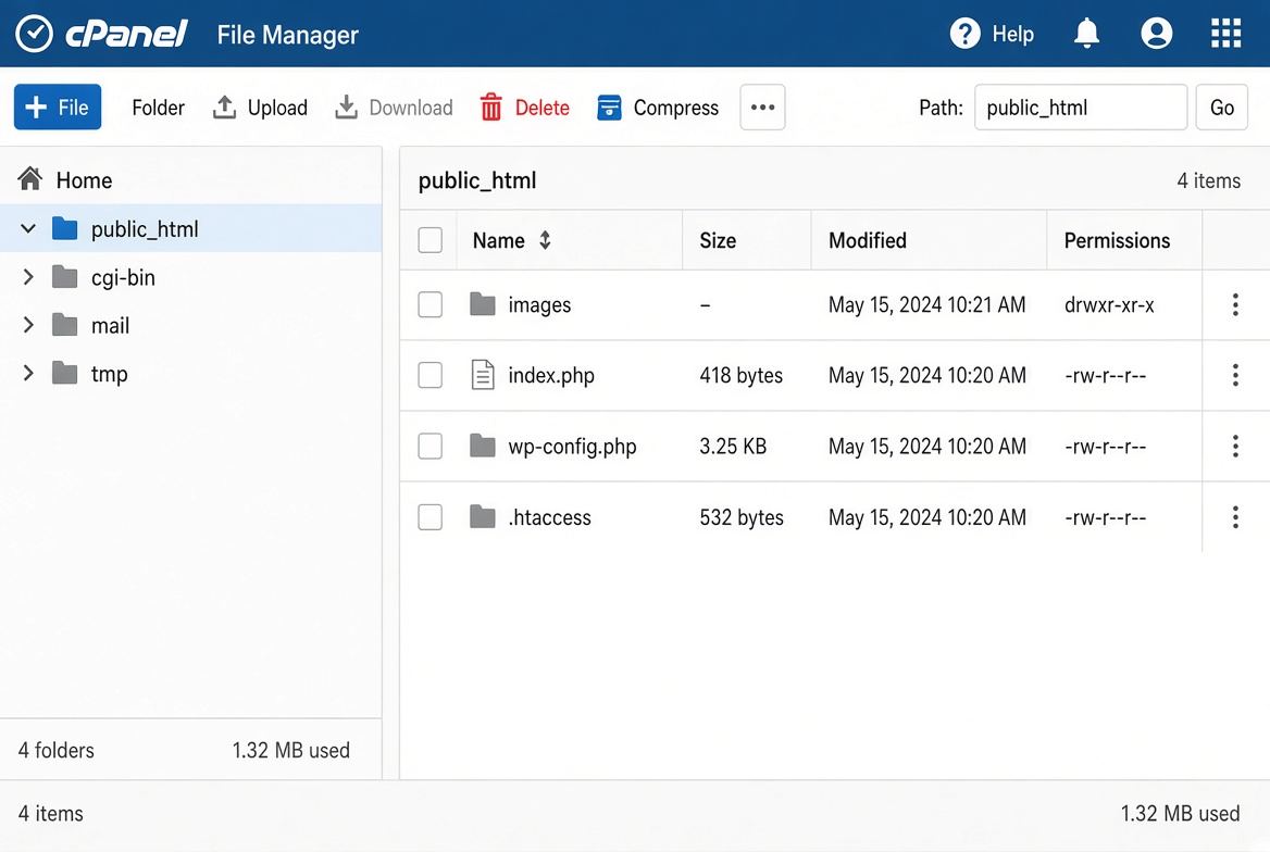 File Manager στο public_html