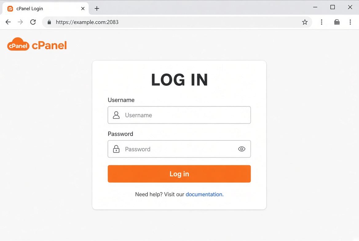 cPanel login on port 2083