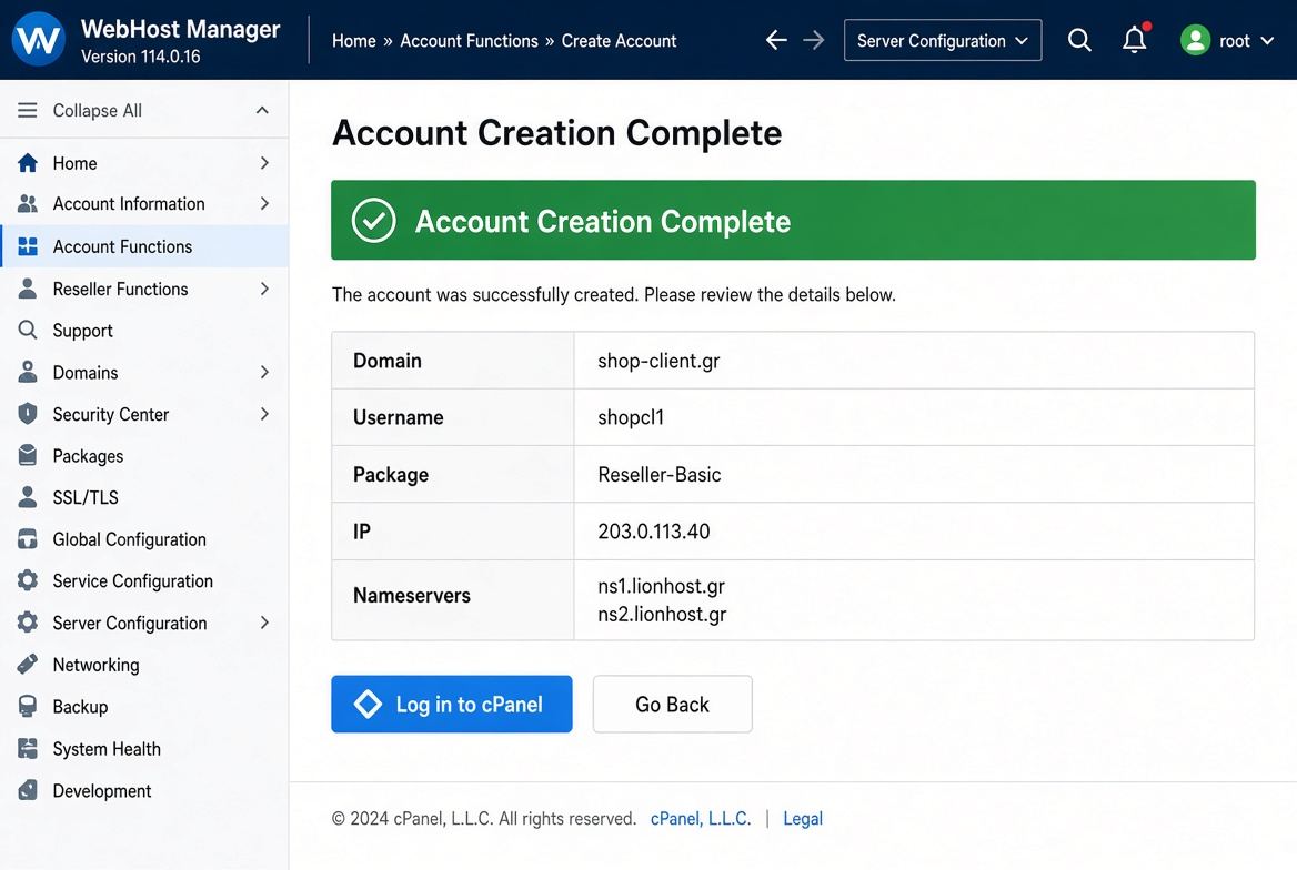 Account Creation Complete