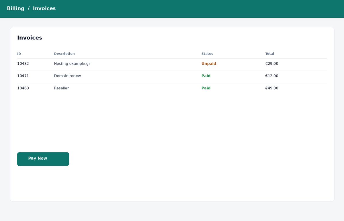 Invoice list