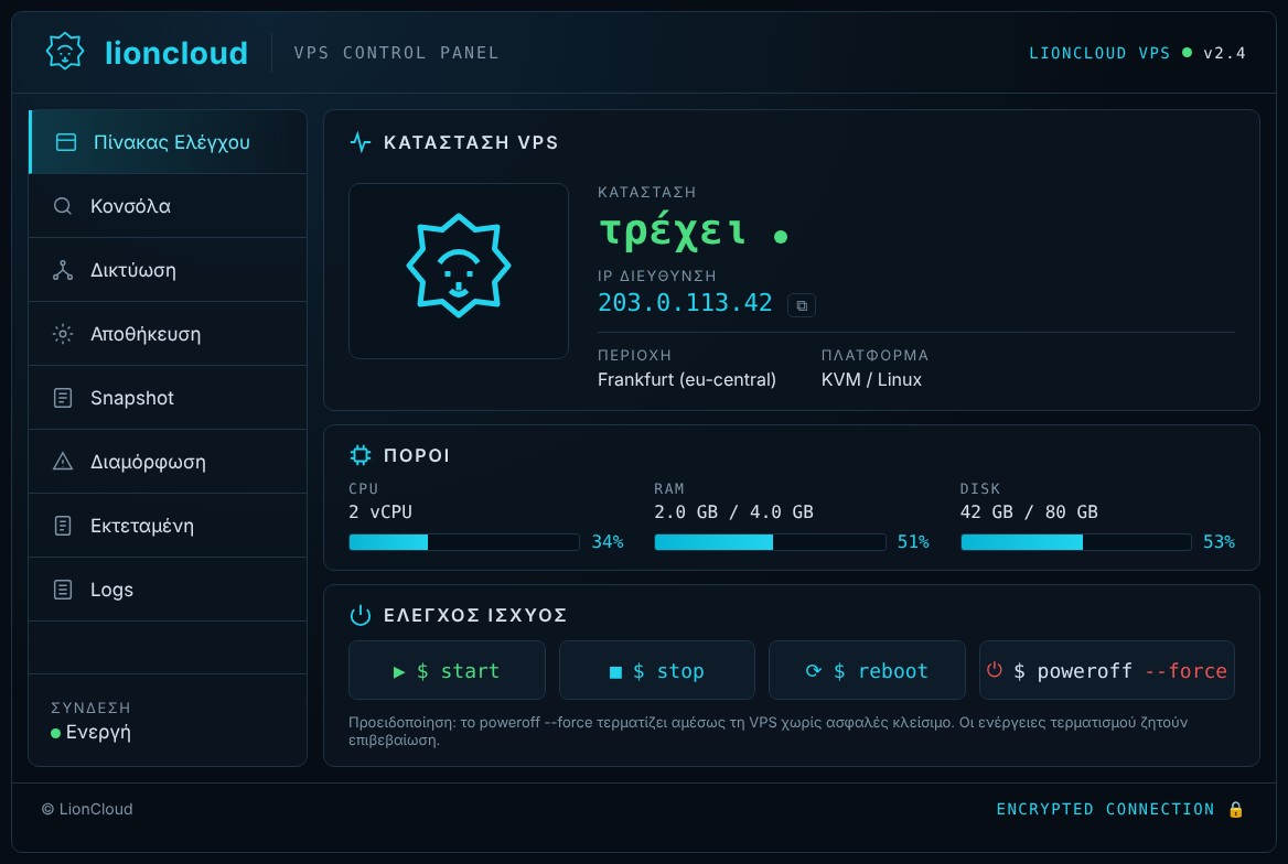 Έλεγχος ισχύος LionCloud