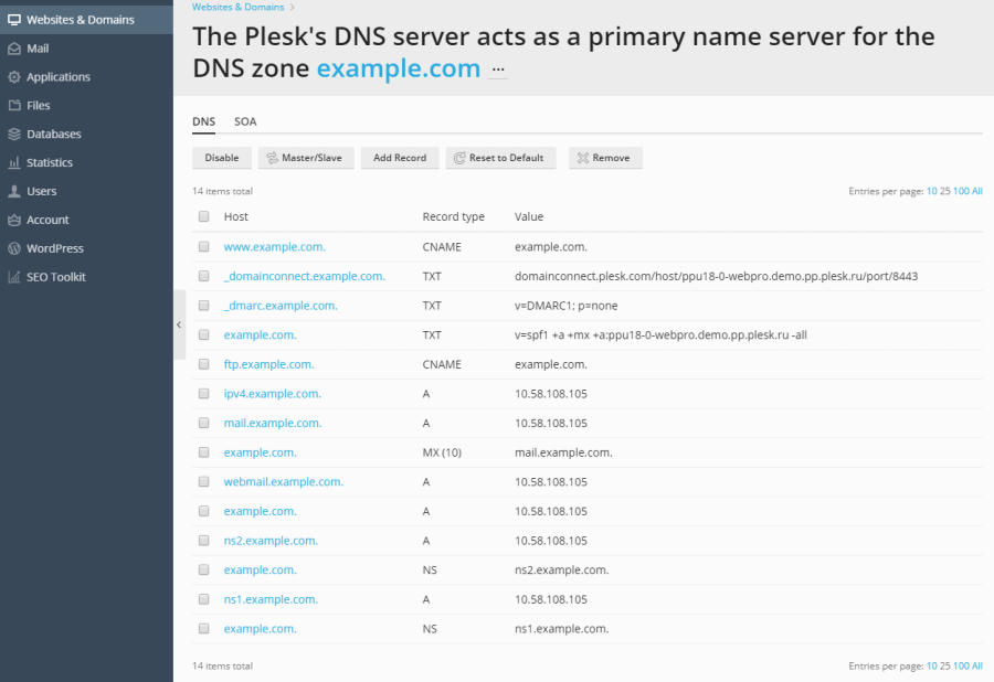 DNS zone records