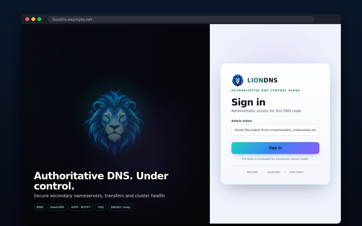 LionDNS — Σύνδεση
